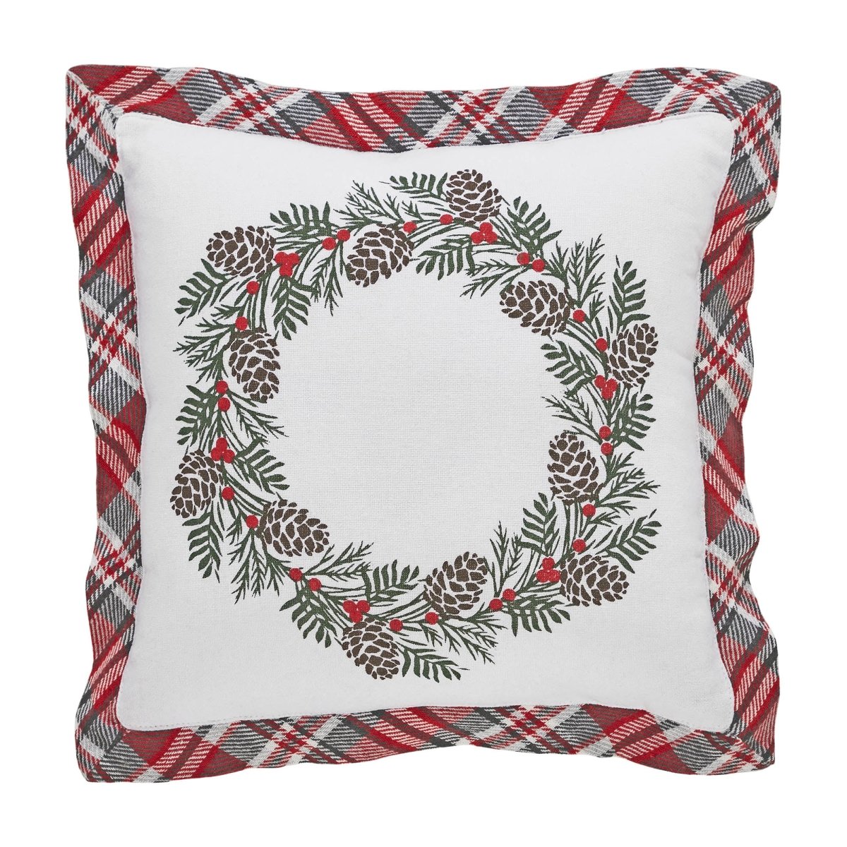 Gregor Plaid Wreath Christmas Throw Pillow - Ozark Cabin Décor, LLC