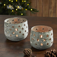 Votive Candle Holder Stars - Antique Grey Set of 2 - Ozark Cabin Décor, LLC