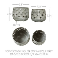 Votive Candle Holder Stars - Antique Grey Set of 2 - Ozark Cabin Décor, LLC