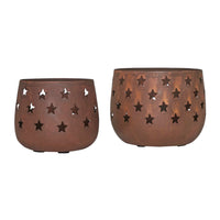 Votive Candle Holder Stars - Rust Set of 2 - Ozark Cabin Décor, LLC