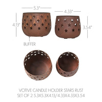 Votive Candle Holder Stars - Rust Set of 2 - Ozark Cabin Décor, LLC