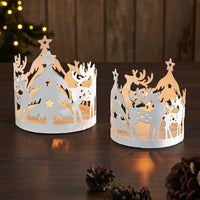 Votive Candle Holder Reindeer - White Set of 2 - Ozark Cabin Décor, LLC