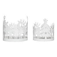 Votive Candle Holder Reindeer - White Set of 2 - Ozark Cabin Décor, LLC