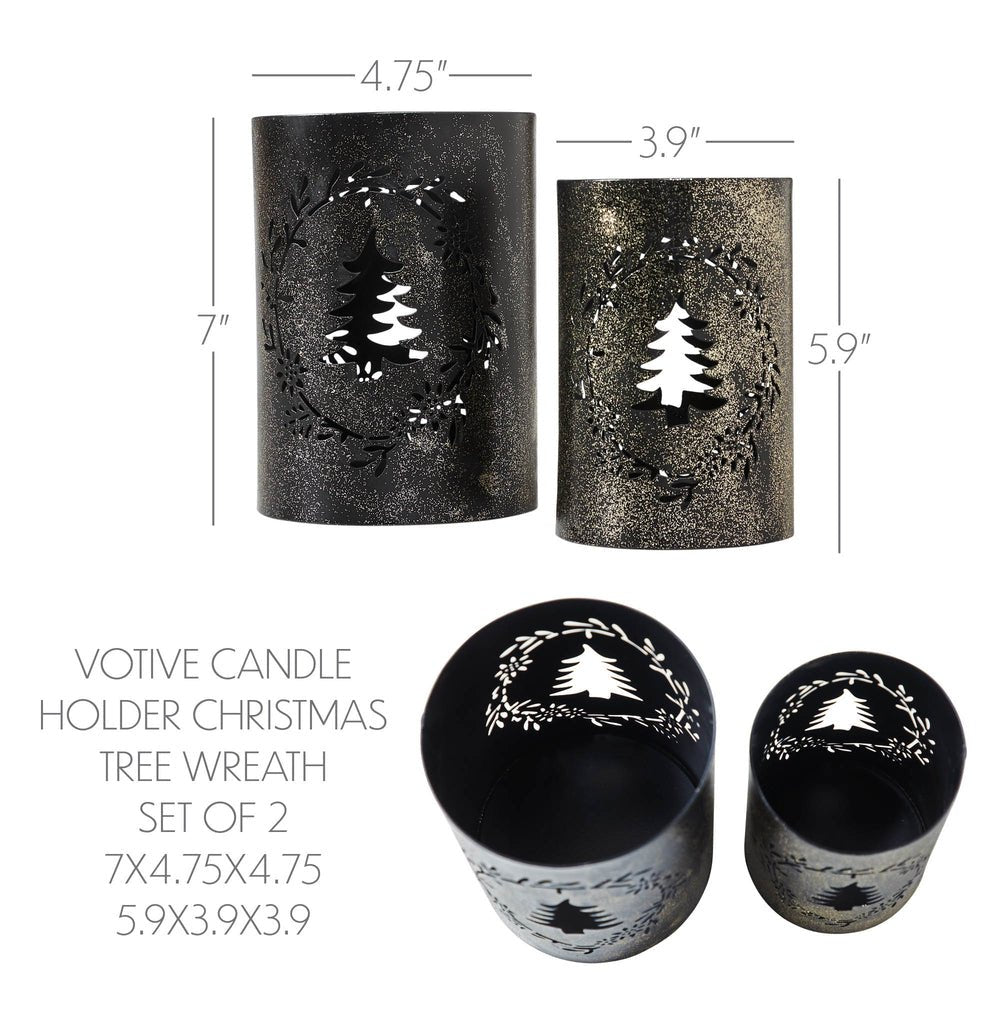 Votive Holder Christmas Tree Wreath Set of 2 - Ozark Cabin Décor, LLC