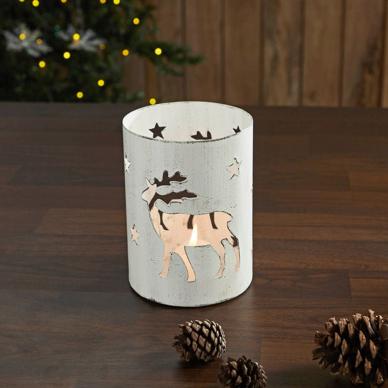 Votive Holder Reindeer - White - Ozark Cabin Décor, LLC