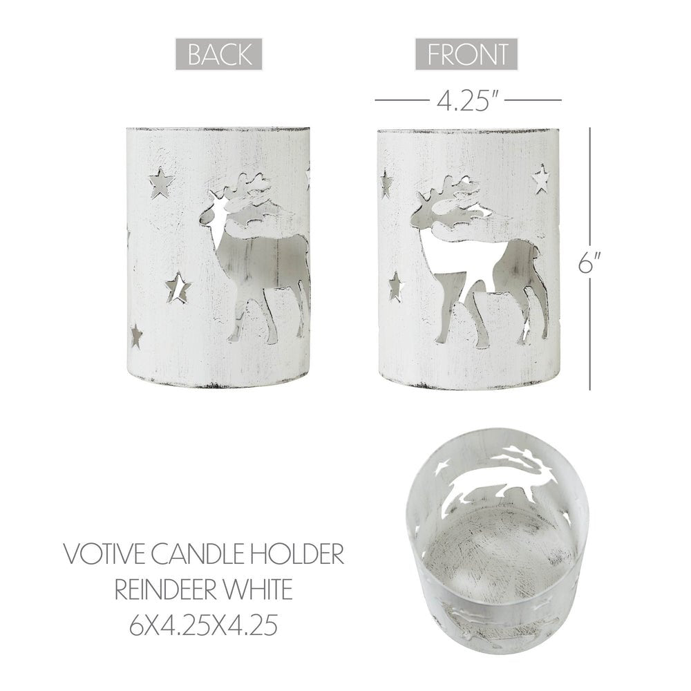 Votive Holder Reindeer - White - Ozark Cabin Décor, LLC