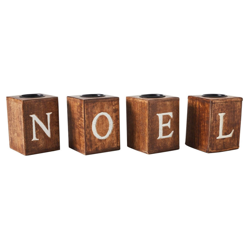 Tealight Holder NOEL Cube Set of 4 - Ozark Cabin Décor, LLC