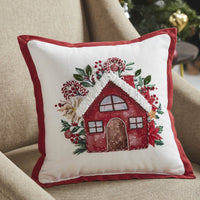 Candy Cane Cottage Christmas Throw Pillow - Ozark Cabin Décor, LLC