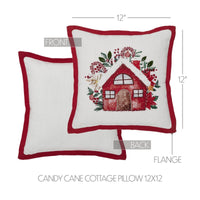 Candy Cane Cottage Christmas Throw Pillow - Ozark Cabin Décor, LLC