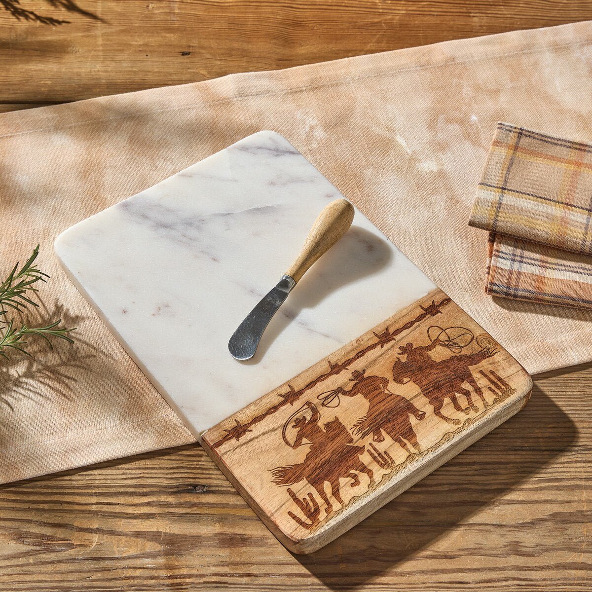 Cowboy Cutting Board w/Spreader - Ozark Cabin Décor, LLC