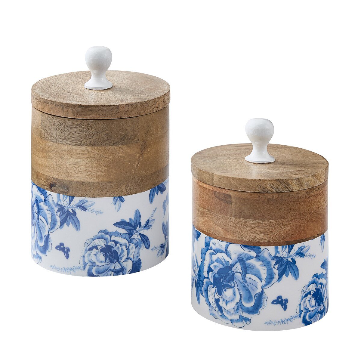 Blue Floral Canister Set - Ozark Cabin Décor, LLC