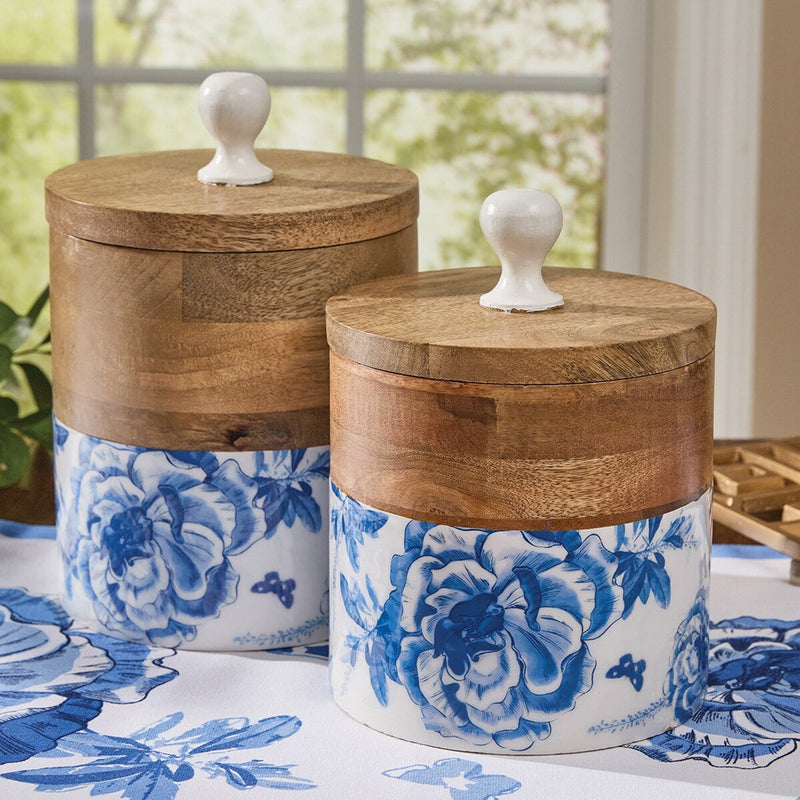 Blue Floral Canister Set - Ozark Cabin Décor, LLC