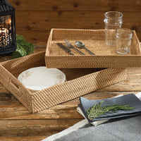 Rattan Trays Set of 2 - Ozark Cabin Décor, LLC