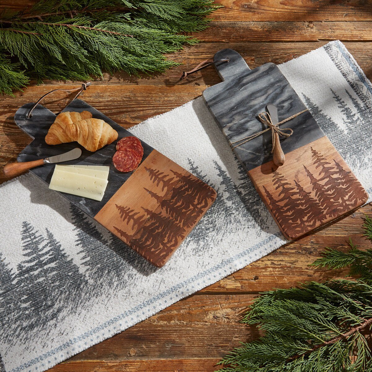 Tree Tops Marble - Wood Cutting Board w/Spreader - Ozark Cabin Décor, LLC