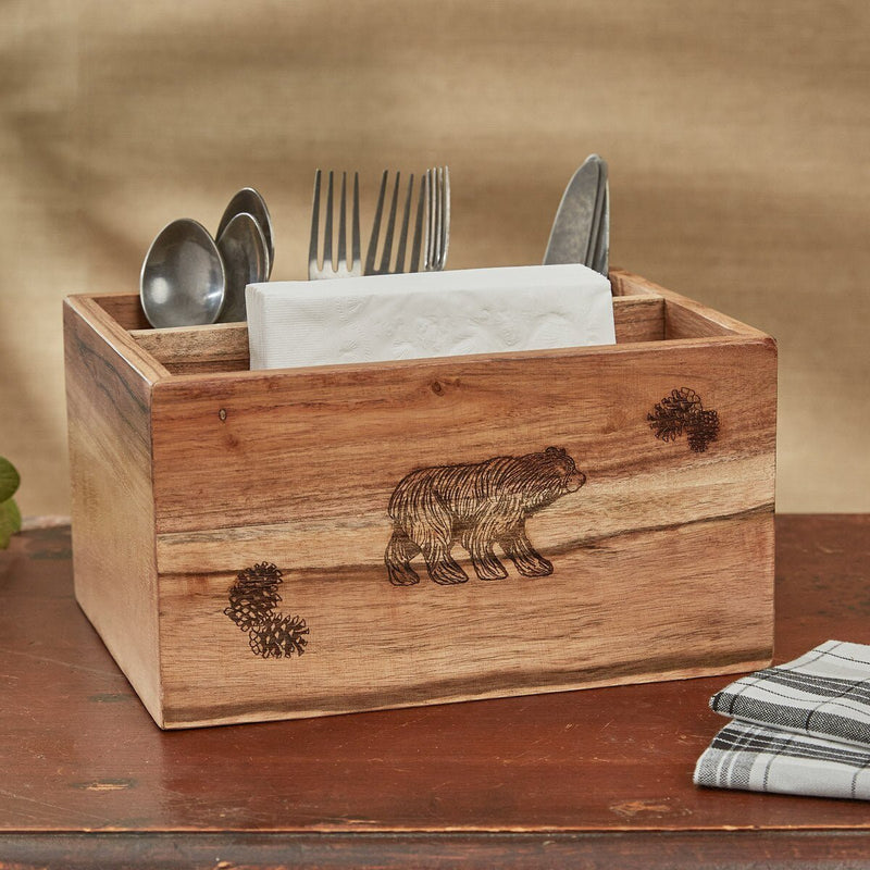 Rustic Wood Utensil Caddy - Ozark Cabin Décor, LLC