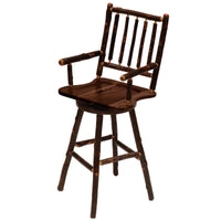 Hickory 24" Swivel Barstool w/Wooden Seat/Arms - Ozark Cabin Décor, LLC