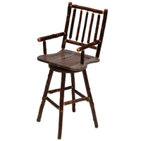 Hickory 24" Swivel Barstool w/Wooden Seat/Arms - Ozark Cabin Décor, LLC