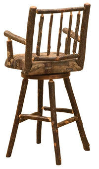 Hickory Log 24" Swivel Barstool w/Arms - Ozark Cabin Décor, LLC