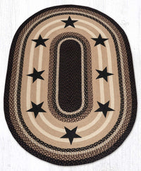 Black Stars Oval Braided Rug - Ozark Cabin Décor, LLC