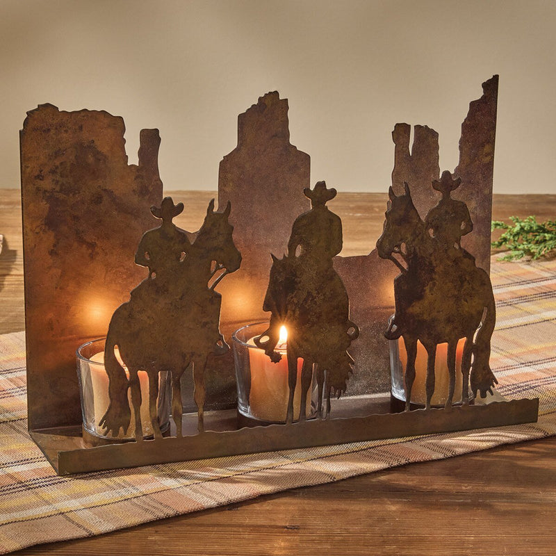 Cowboy Centerpiece With Glass Votives