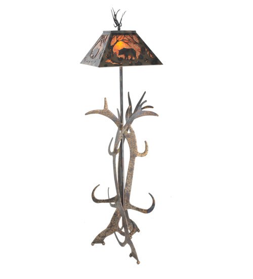 61" High Bear at Dawn Antlers Floor Lamp - Ozark Cabin Décor, LLC