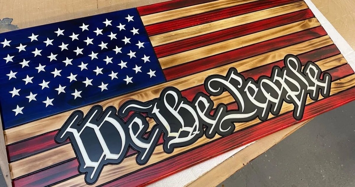 We The People Rustic Wooden American Flag - Ozark Cabin Décor, LLC