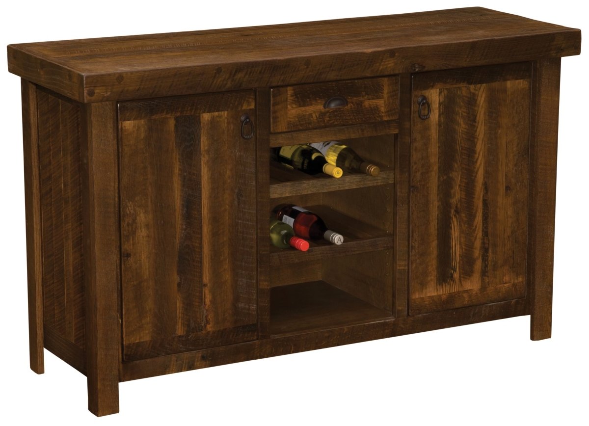 Barnwood Sideboard w/Wine Rack - Artisan Top - Ozark Cabin Décor, LLC