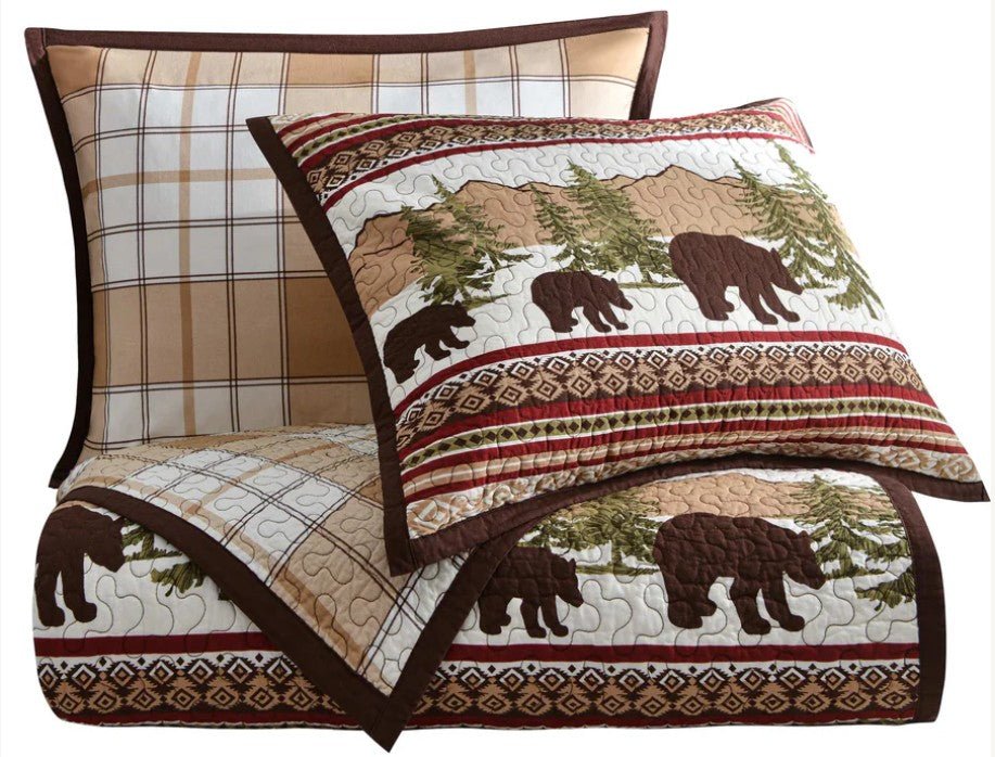 Bear Trail Reversible 3 - Pc Quilt Set - King - Ozark Cabin Décor, LLC