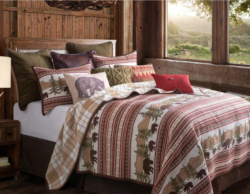 Bear Trail Reversible 3 - Pc Quilt Set - Full/Queen - Ozark Cabin Décor, LLC