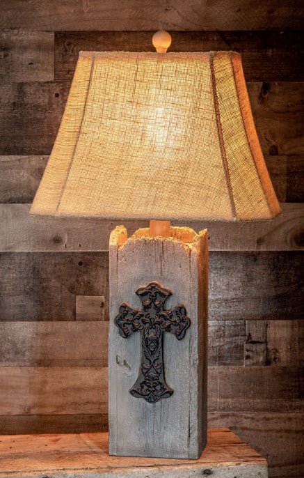 Rustic Cross Table Lamp - Ozark Cabin Décor, LLC