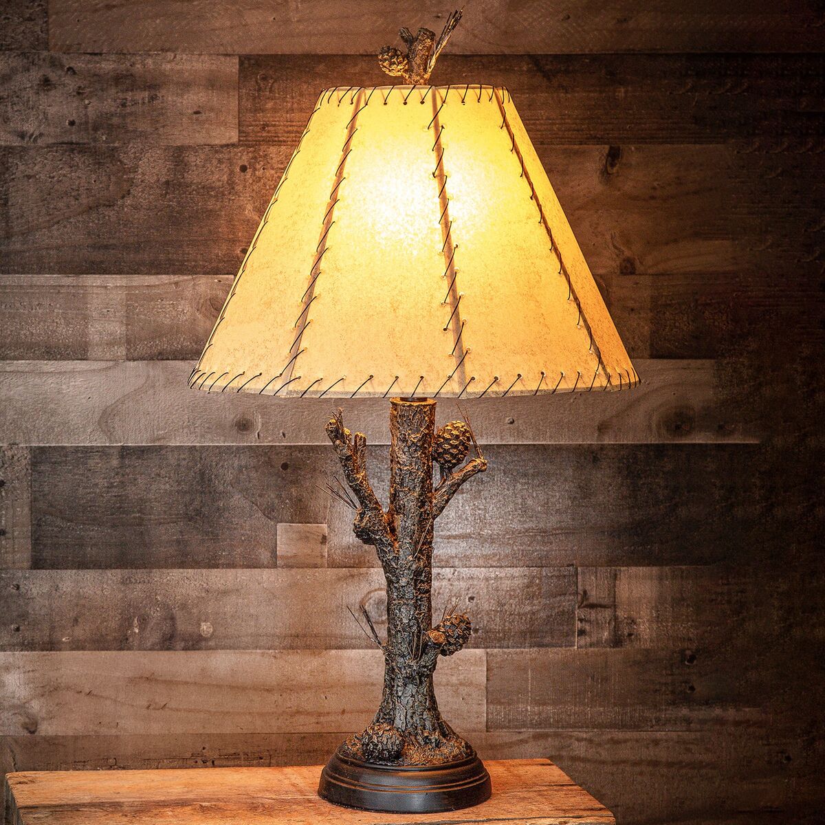 Vintage Western wood barrel fashion cottage cabin table lamp rustic farmhouse chic