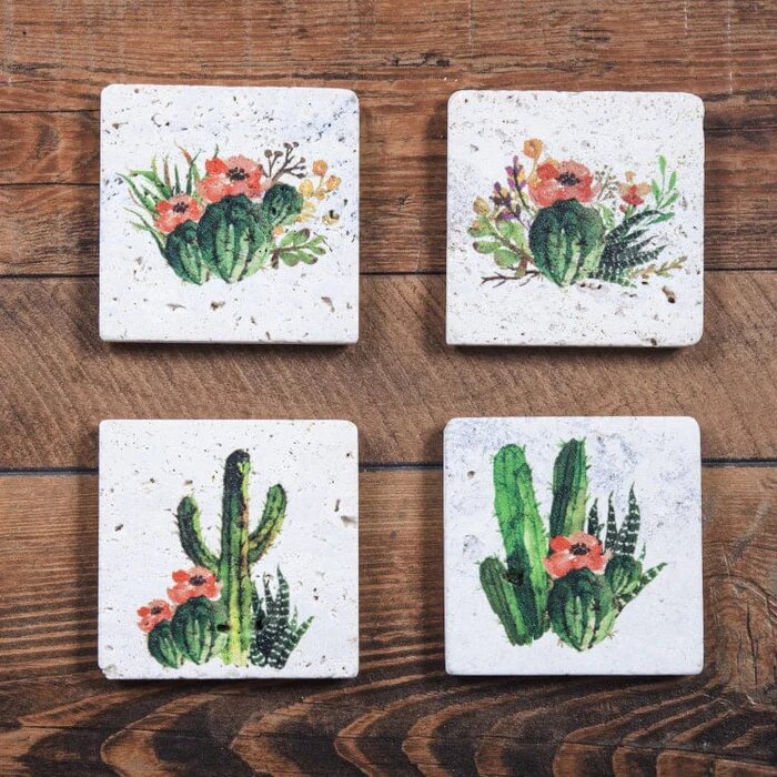 Desert Skull Mug & Cactus Blooms Coaster Set - Ozark Cabin Décor, LLC