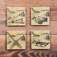 Clearwater Pines Mug & Vintage Ski Coaster Set - Ozark Cabin Décor, LLC