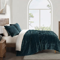 Stella Faux Silk Velvet Double Box Stitch Quilt Set - King - Ozark Cabin Décor, LLC