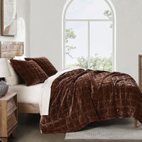 Stella Faux Silk Velvet Double Box Stitch Quilt Set - King - Ozark Cabin Décor, LLC