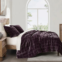 Stella Faux Silk Velvet Double Box Stitch Quilt Set - King - Ozark Cabin Décor, LLC