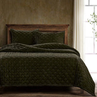 Stella Faux Silk Velvet Pintuck Quilt Set - King - Ozark Cabin Décor, LLC