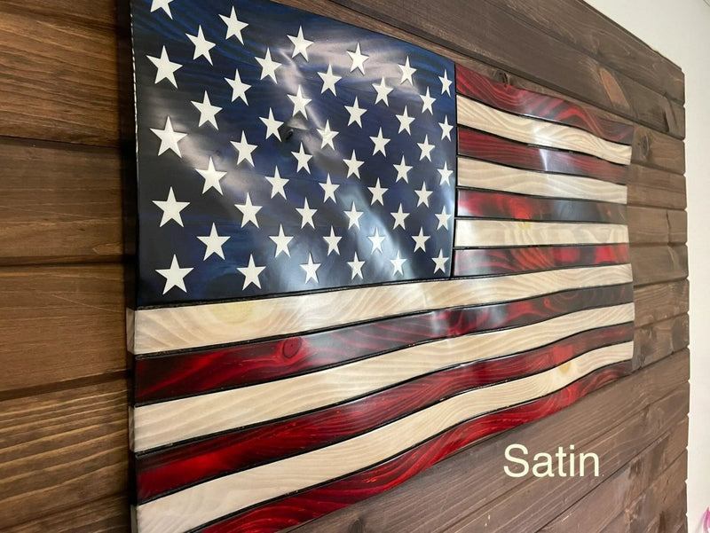 3 - D Rustic Wooden Old Glory Waving American Flag - Ozark Cabin Décor, LLC