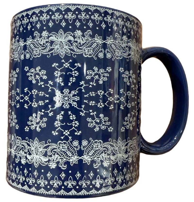 Patchwork Blue Bandana Coffee Mug - Set of 8 - Ozark Cabin Décor, LLC