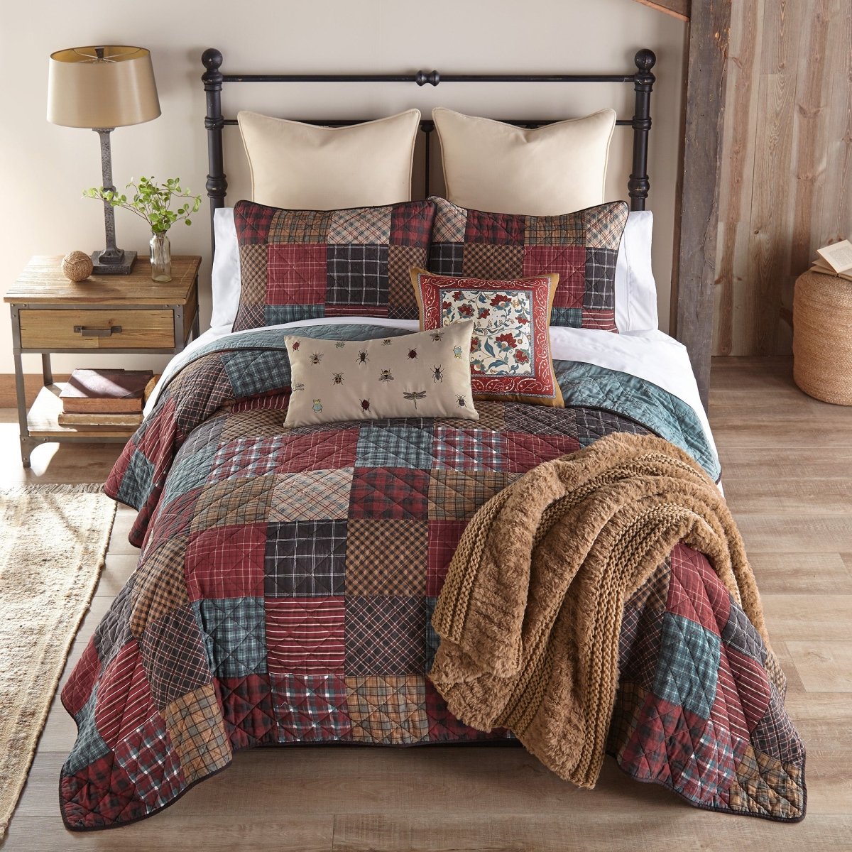 Appalachia Plaid 3pc Cotton Queen Quilt Set - Ozark Cabin Décor, LLC