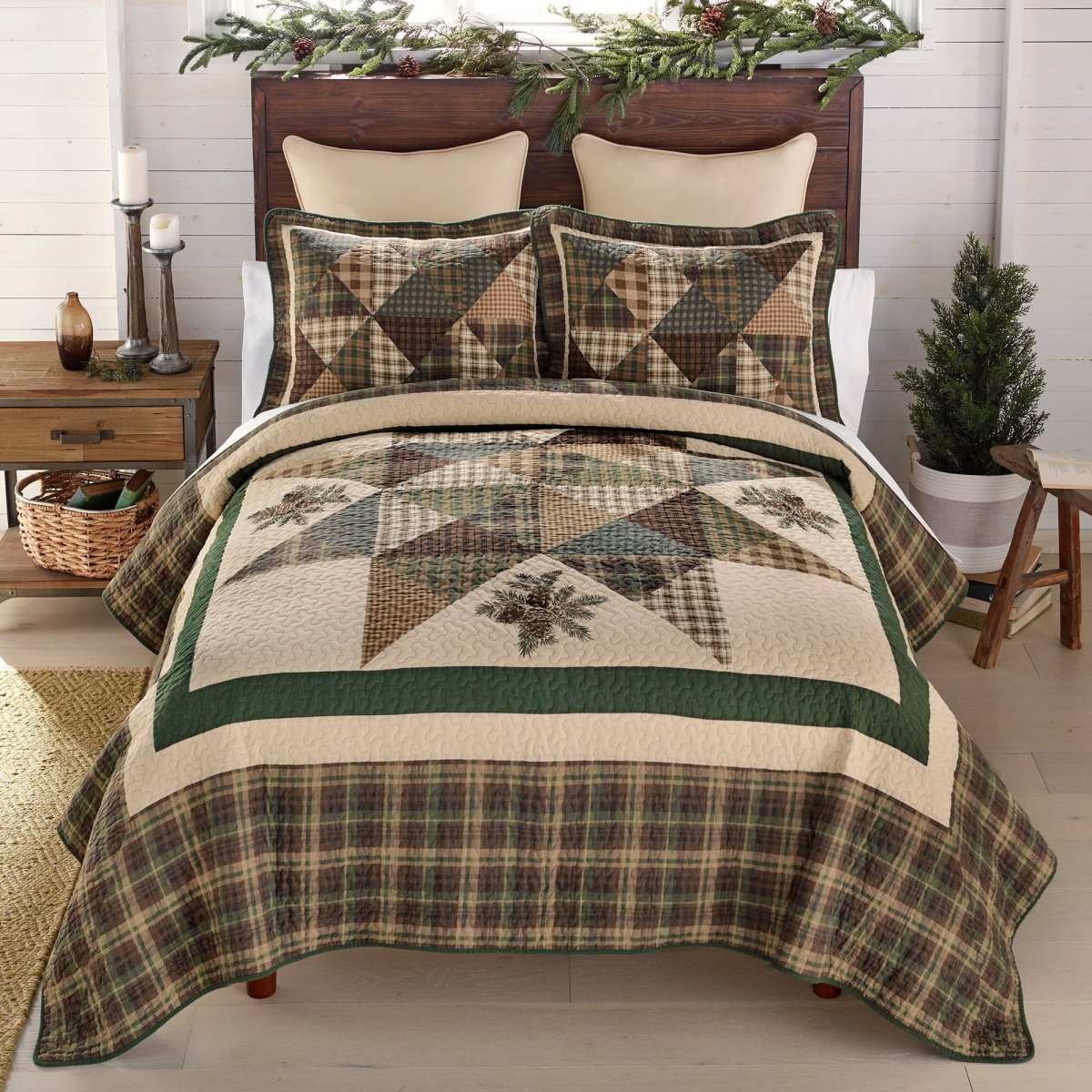 Pine Star 3Pc Quilt Set - Queen - Ozark Cabin Décor, LLC