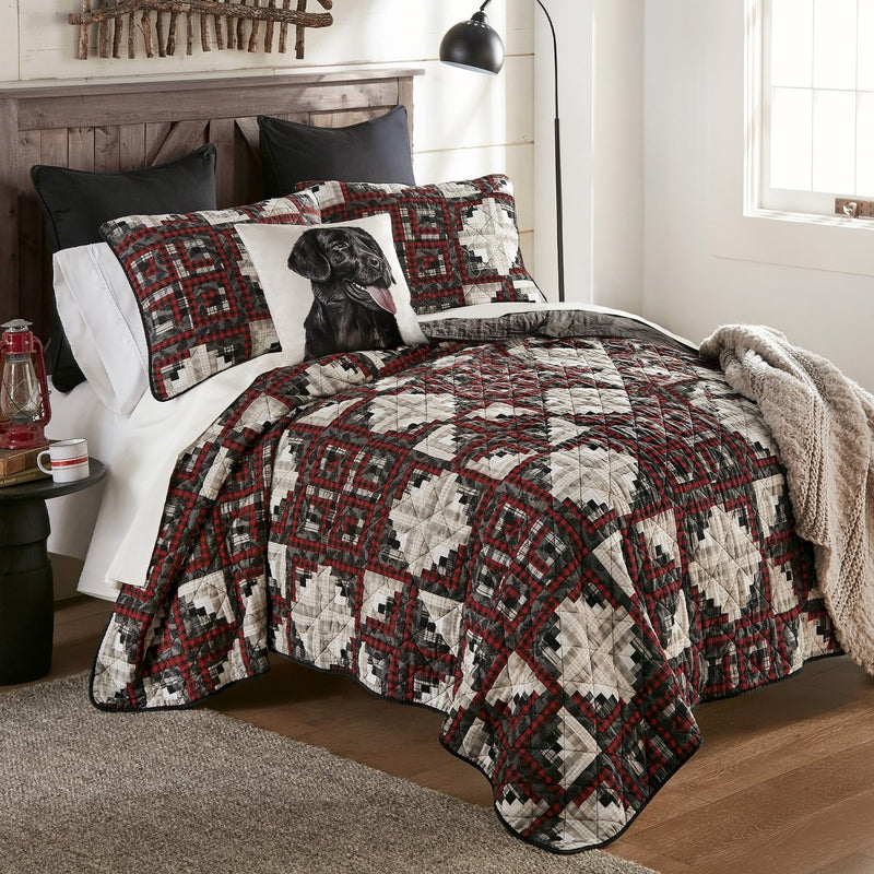 Log Cabin Star Cotton 3 - Pc Quilt Set - King - Ozark Cabin Décor, LLC