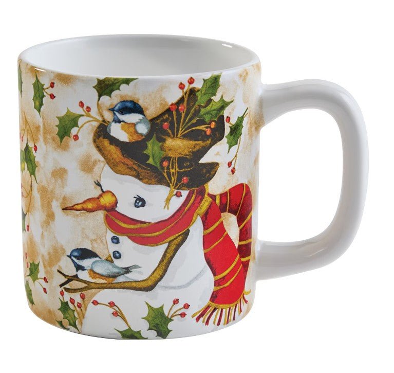 Snowman And Chickadee Mug - Set of 4 - Ozark Cabin Décor, LLC