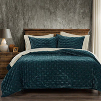 Stella Faux Silk Velvet Pintuck Quilt Set - King - Ozark Cabin Décor, LLC