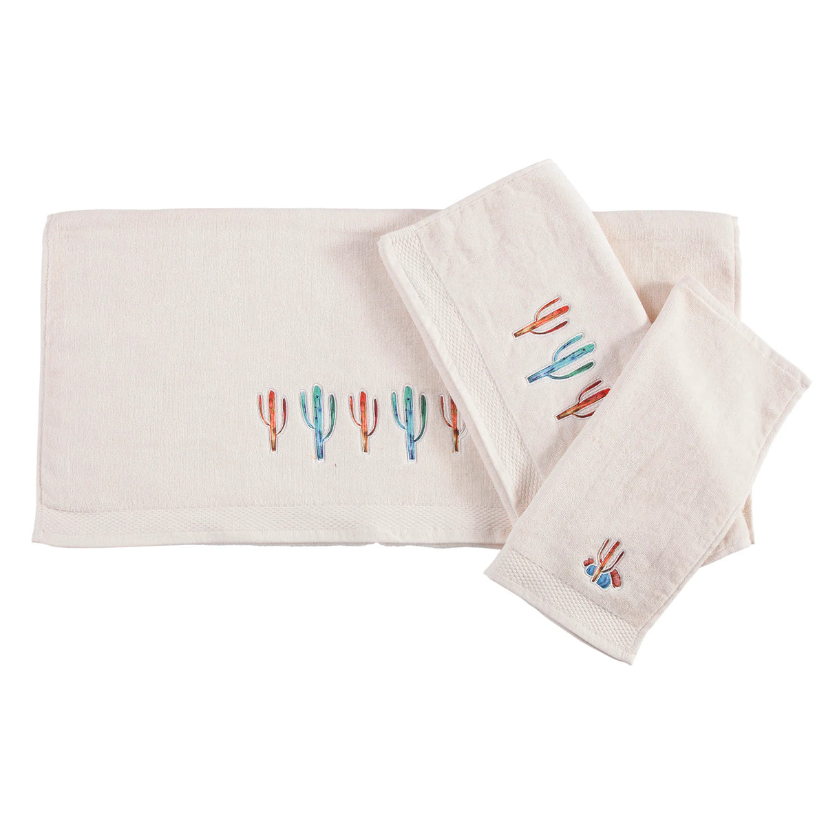 Serape Cactus 6-PC Bath Towel Set - Cream - Ozark Cabin Décor, LLC