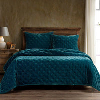 Stella Faux Silk Velvet Pintuck Quilt Set - King - Ozark Cabin Décor, LLC