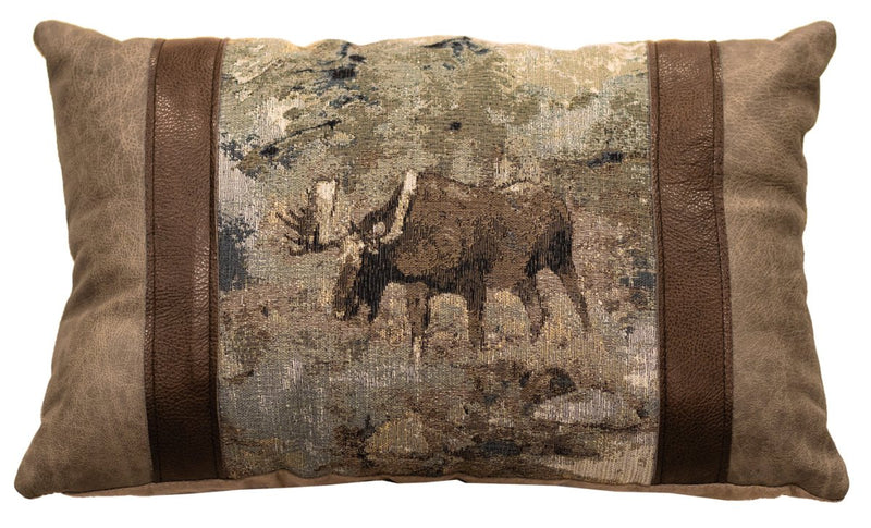 Daybreak Moose Leather Pillow (12"x18") - Ozark Cabin Décor, LLC