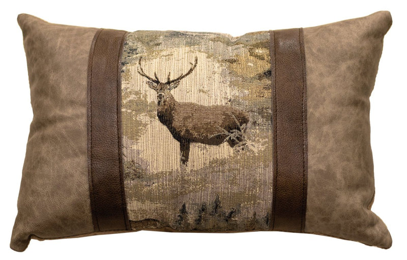 Daybreak Deer Leather Pillow (12"x18") - Ozark Cabin Décor, LLC