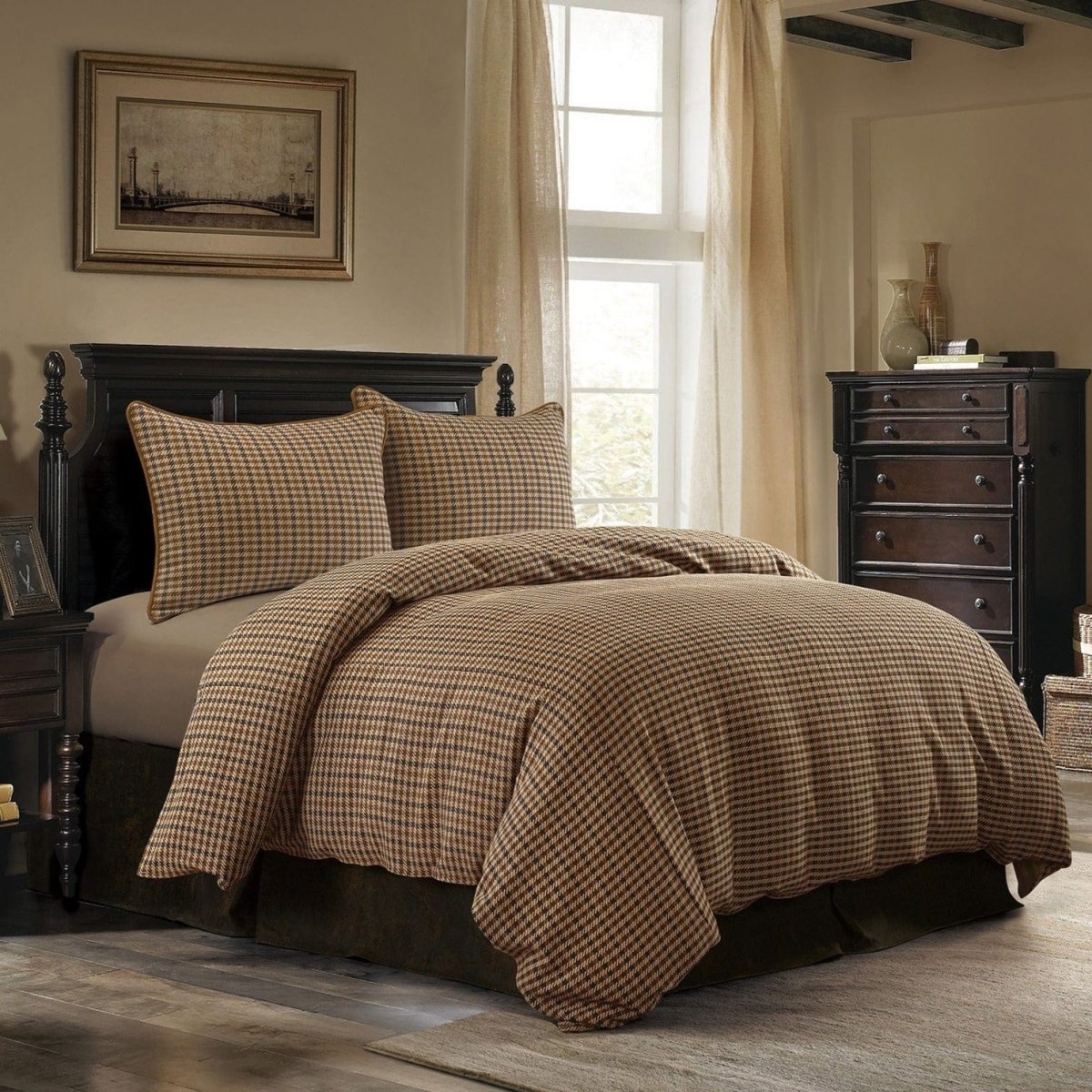 Clifton Houndstooth 3 - Pc Comforter Set - Super Queen - Ozark Cabin Décor, LLC