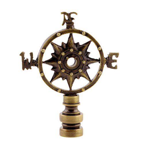 Compass Lamp Shade Finial - Ozark Cabin Décor, LLC